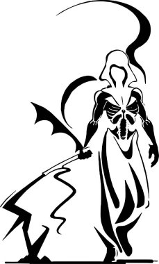 Ölüm meleğinin siyah grafik silueti, rozet, logo, dövme