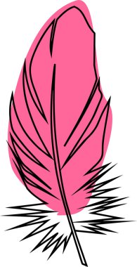 Siyah çizgili pembe kuş tüyü çizimi, dekoratif element, logo