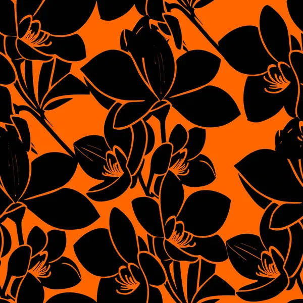 pürüzsüz siyah ve turuncu çiçekli desen, tek renkli süs, tasarım, doku