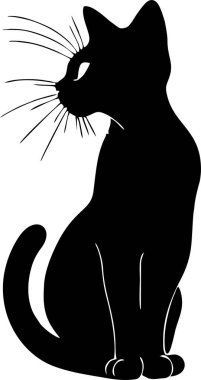 Bir kedinin basit siyah çizimi, dekoratif element, logo