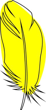Siyah çizgili sarı kuş tüyü çizimi, dekoratif element, logo
