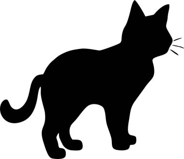 Bir kedinin basit siyah çizimi, dekoratif element, logo