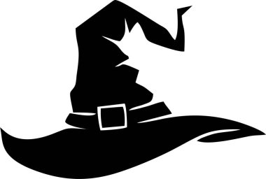 Cadılar Bayramı cadı şapkası, siyah siluet, logo, tasarım