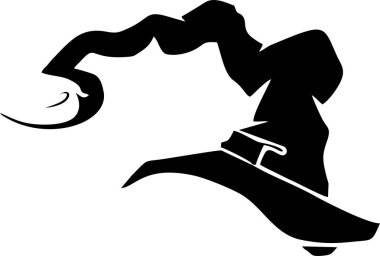 Cadılar Bayramı cadı şapkası, siyah siluet, logo, tasarım