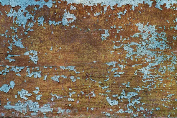 茶色の天然木の暗い背景 ヴィンテージ 結び目や爪の穴 木の板 素朴な茶色の風化した木の穀物青オレンジ色の痛みを伴う壁紙パターンみすぼらしい — ストック写真