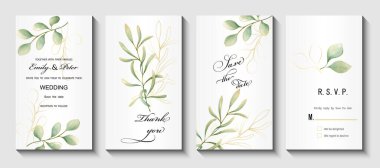 Düğün davetiyesi, beyazla izole edilmiş. Vektör Suluboya.