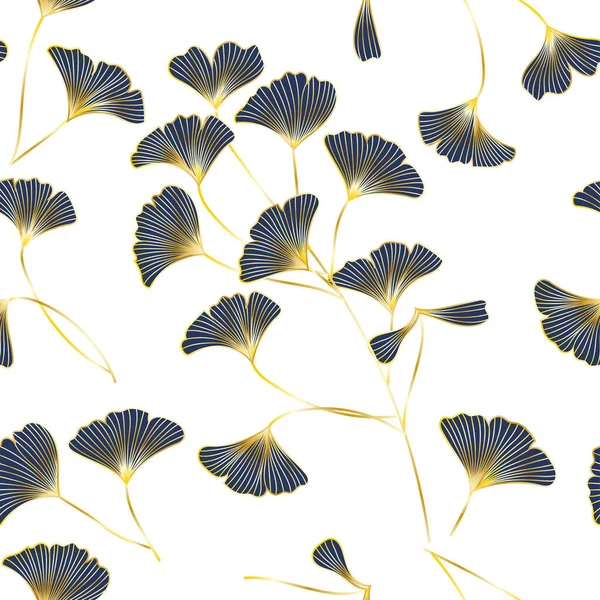 Бесшовный Рисунок Листьями Золотой Цвет Векторная Иллюстрация — стоковый вектор