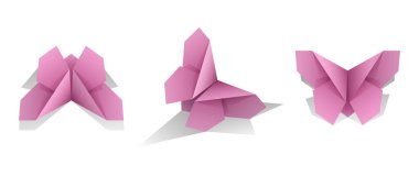 Set of paper butterflies. Origami. Vector illustration.
