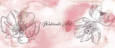 Botanical art wallpaper with flowers and leaves. Modern creative design watercolor texture for home decor, banners, and prints. Vector illustration.