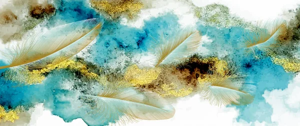 Art Papier Peint Avec Des Plumes Texture Aquarelle Conception Créative — Image vectorielle
