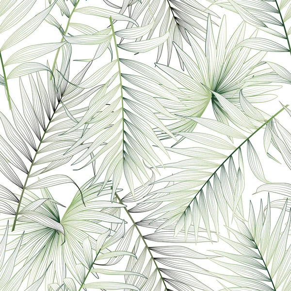 Бесшовный Рисунок Тропическими Листьями Пальмы Векторная Иллюстрация — стоковый вектор