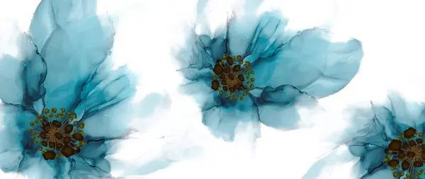 Botaniczna Tapeta Artystyczna Kwiatami Nowoczesny Kreatywny Design Tekstury Tuszu Alkoholowego — Wektor stockowy