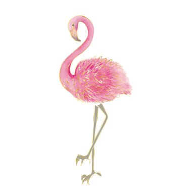 El yapımı flamingo. Modern yaratıcı tasarım suluboya dokusu. Vektör illüstrasyonu.