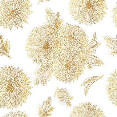 Kusursuz altın kasımpatı deseni. vektör.