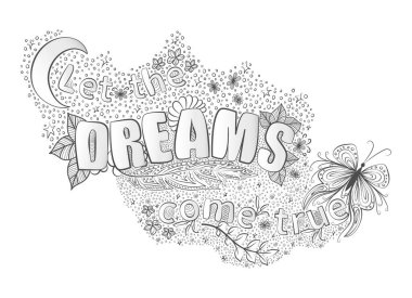 El çizimi harfler. Karalama tasarım elementleriyle vektör çizimi. baskılar ve posterler için dizayn.