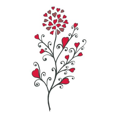 Çiçek kalp dekorasyonu simgesi beyaz arkaplanda izole edildi