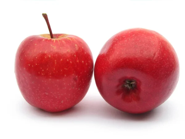 Färska Röda Äpplen Vit Bakgrund — Stockfoto