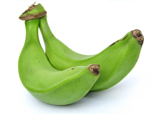 Banana Verde Fresca Sobre Fondo Blanco Vista Cerca — Foto de Stock