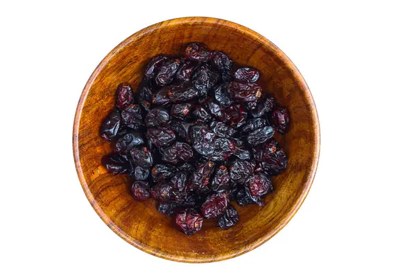 Αποξηραμένα Cranberry Ένα Μπολ Λευκό Φόντο Πάνω Όψη — Φωτογραφία Αρχείου