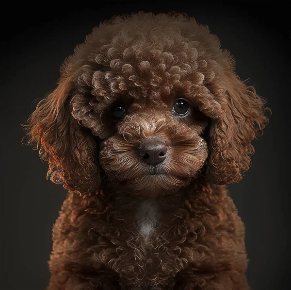Pequeno Poodle Castanho Tem Pena Foto Alta Qualidade — Fotografia de Stock