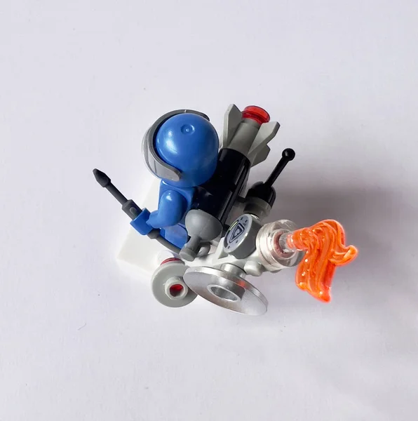 Brinquedo Astronauta Azul Foto Alta Qualidade — Fotografia de Stock