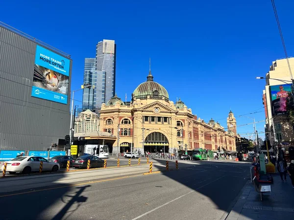 Flinders Street Station Ist Die Größte Station Melbourne Hochwertiges Foto — Stockfoto