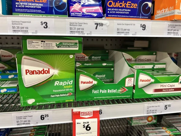 Panadol Comprimidos Analgésicos Comprimidos Para Venda Supermercado Foto Alta Qualidade — Fotografia de Stock