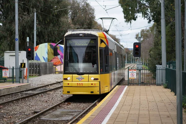 Yolcuları ve turistleri şehrin öbür ucuna götüren tramvay. Yüksek kalite fotoğraf
