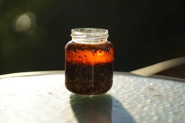 Масло Чили Бутылке Острое Вкусное Высокое Качество Фото — стоковое фото