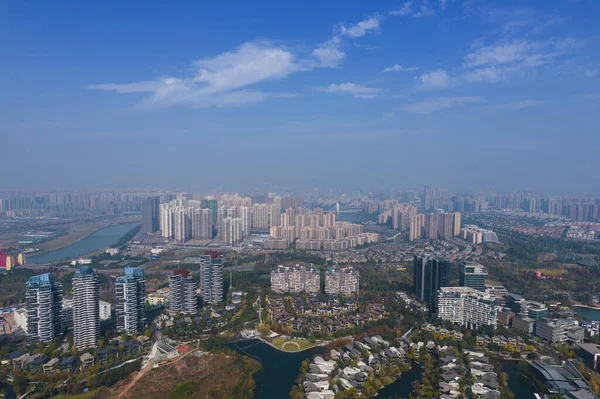 Shanghai China April 2017 Shanghai Skyline Uitzicht Met Rivier Genomen — Stockfoto