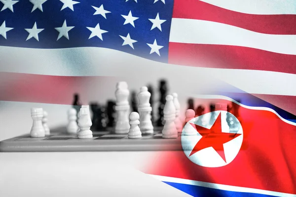 Концепция Двусторонних Отношений Между Двумя Странами Демонстрирует Два Флага Соединенные — стоковое фото