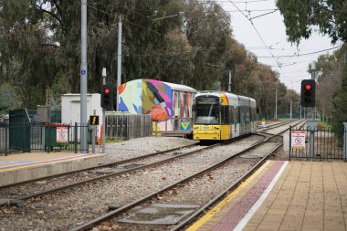 Tramvay, Adelaide toplu taşımacılık, 12. SEP, 2022, Adelaide, Avustralya. Yüksek kalite fotoğraf