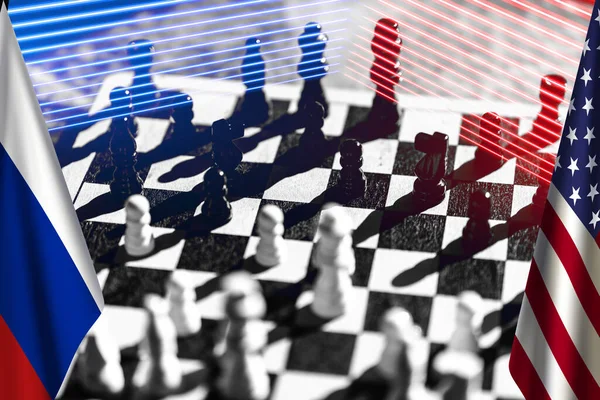 Abd Rusya Zirvesi Bir Satranç Oyununda Ifade Edildi Yüksek Kalite — Stok fotoğraf