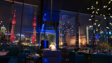 Shanghai ufuk çizgisinin güzel gece sahnesi. Yüksek kalite fotoğraf