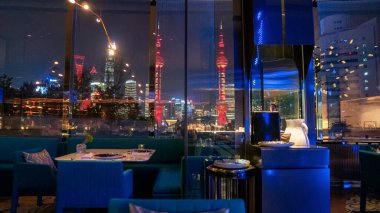 Shanghai ufuk çizgisinin güzel gece sahnesi. Yüksek kalite fotoğraf