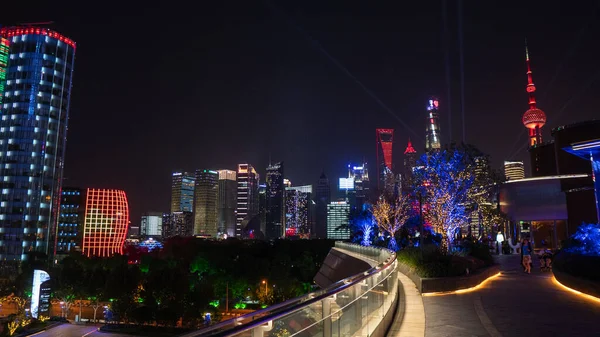 Bella Scena Notturna Shanghai Skyline Foto Alta Qualità — Foto Stock