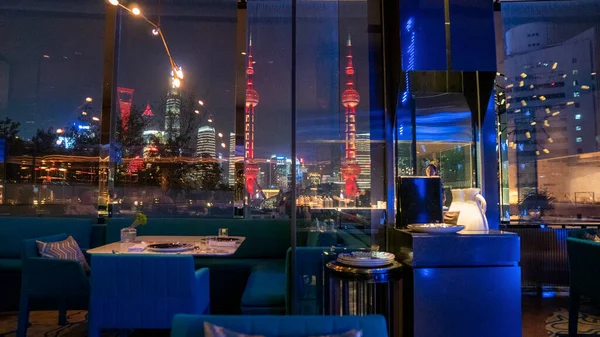 Hermosa Escena Nocturna Shanghai Skyline Foto Alta Calidad —  Fotos de Stock