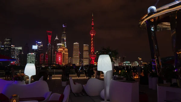 Bela Cena Noturna Linha Horizonte Shanghai Foto Alta Qualidade — Fotografia de Stock