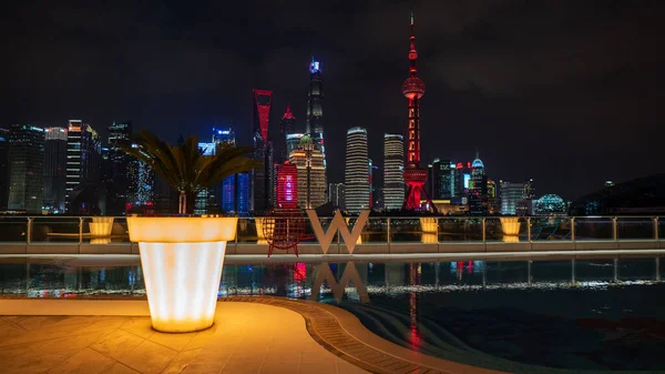 Schöne Nächtliche Szene Der Skyline Von Shanghai Hochwertiges Foto — Stockfoto