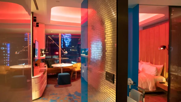 Moderno Diseño Interior Salón Rojo Foto Alta Calidad —  Fotos de Stock