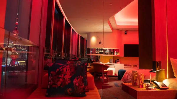 現代赤いリビングルームのインテリアデザイン 高品質の写真 — ストック写真