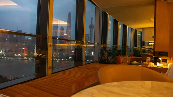 Shanghai Cenário Olhando Pela Janela Foto Alta Qualidade — Fotografia de Stock