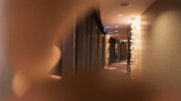 Longo Corredor Luminoso Hotel Luxo Foto Alta Qualidade — Fotografia de Stock