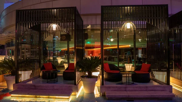 Spa Semester Resort Lounge Däck Område Med Pool Högkvalitativt Foto — Stockfoto