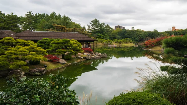 日本古代花园 日本东京有一个湖 高质量的照片 — 图库照片