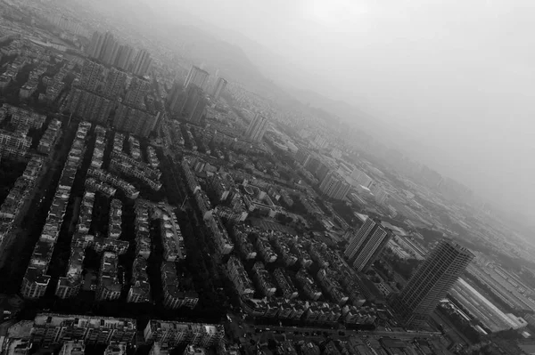 City Top View Skyscrapers Edifício Por Drone Cidade Hong Kong — Fotografia de Stock