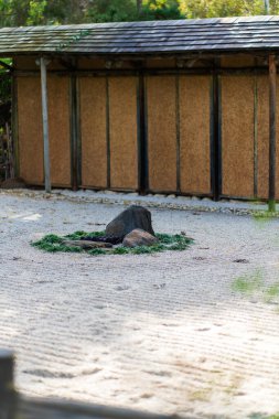 Japonya 'nın Kyoto kentindeki Myoshin-ji Tapınağı' ndaki Taizo-in Tapınağı 'ndaki kuru arazi dalgalanmaları. Yüksek kalite fotoğraf