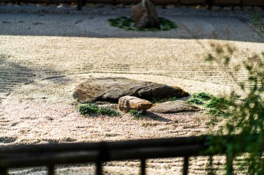 Japonya 'nın Kyoto kentindeki Myoshin-ji Tapınağı' ndaki Taizo-in Tapınağı 'ndaki kuru arazi dalgalanmaları. Yüksek kalite fotoğraf