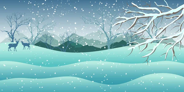 冬の雪景色背景デザインテンプレート — ストックベクタ