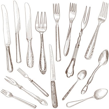 El yapımı mutfak çatal bıçak takımı.